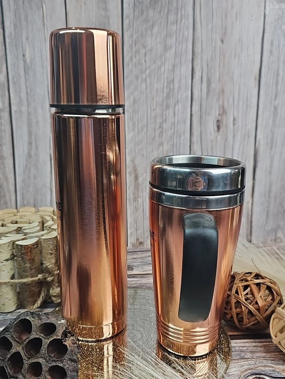 NEW VINTAGE BRANDED THE COFFEE PEOPLE PORTLAND TUMBLER & THERMOS SET